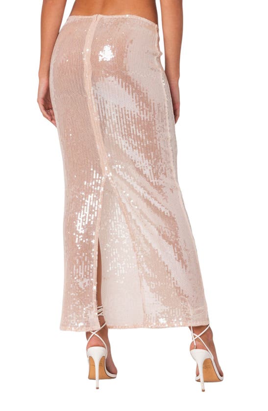 Shop Edikted Riki Sheer Sequin Maxi Skirt In Light-pink