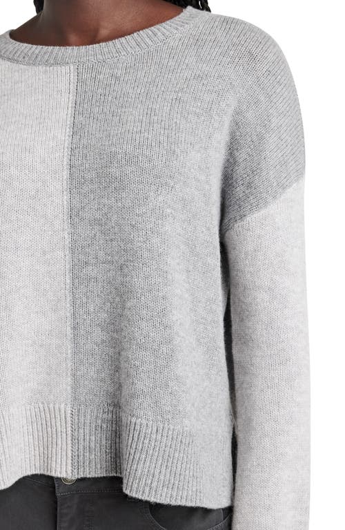 Shop Splendid Amy Colorblock Wool & Cashmere Sweater In Ice Heather Grey/heather Fog