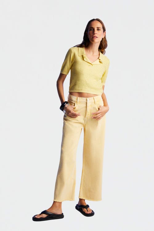 Shop Nocturne High Waist Wide Leg Jeans In Yellow