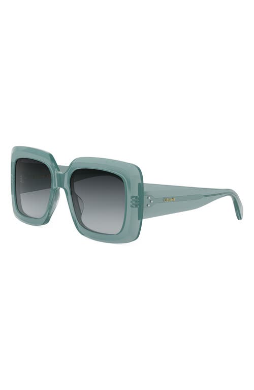 Shop Celine Bold 3 Dots 54mm Square Sunglasses In Shiny Light Green/smoke