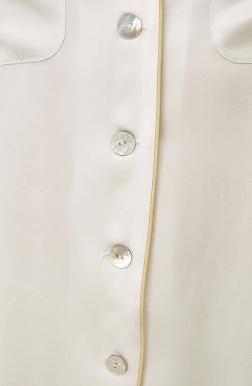Shop Lilysilk Gold Piping Silk Pajamas Set In Natural White