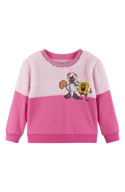 Shop Andy & Evan Kids' Spongebob Squarepants™ Faux Fur Sweatshirt & Rib Leggings Set In Pink Hearts