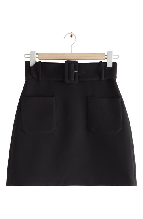 & Other Stories Belted Patch Pocket Miniskirt in Black