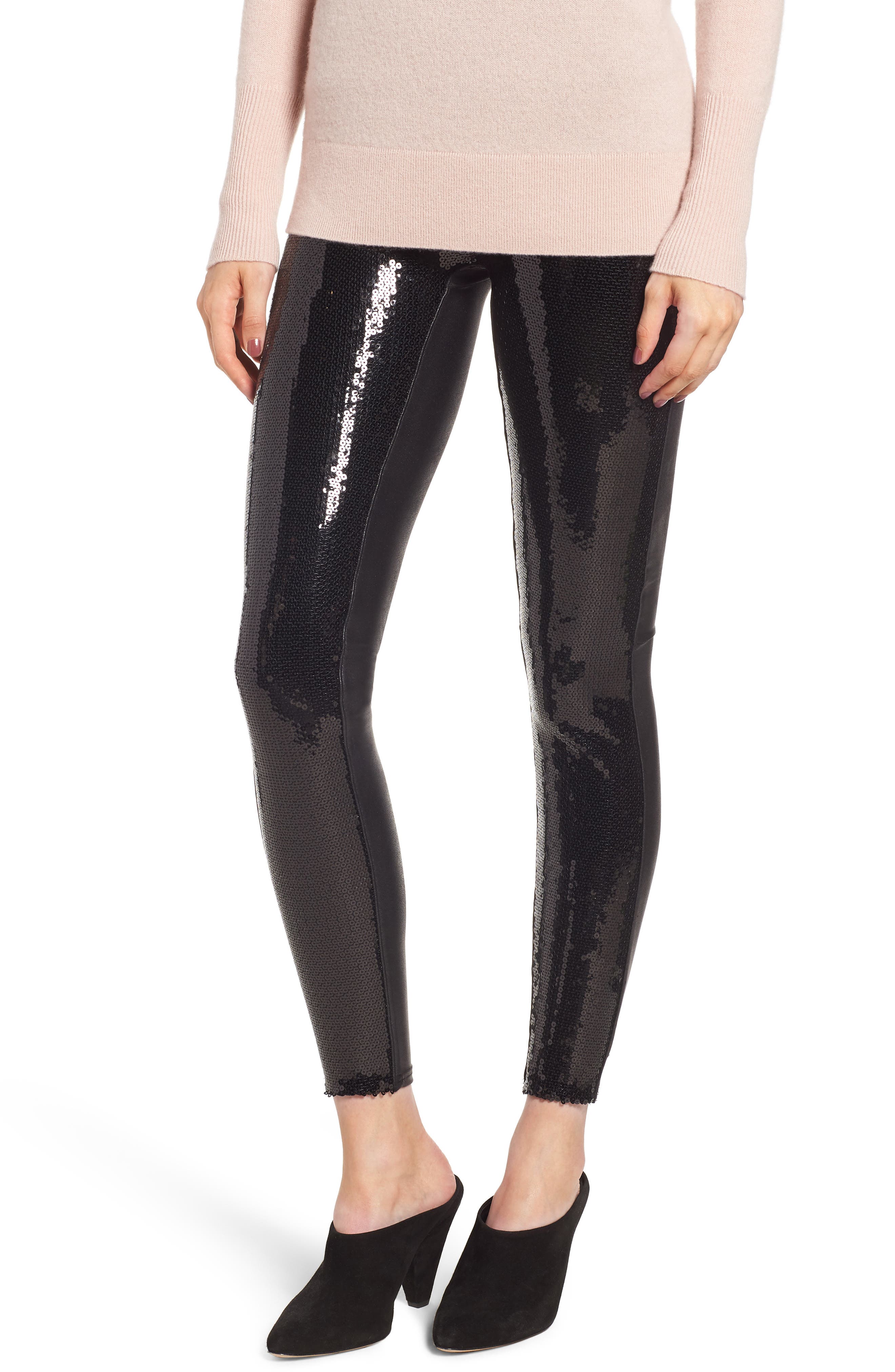 spanx faux leather sequin leggings