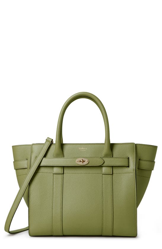 Mulberry Small Zipped Bayswater Leather Satchel In Summer Khaki