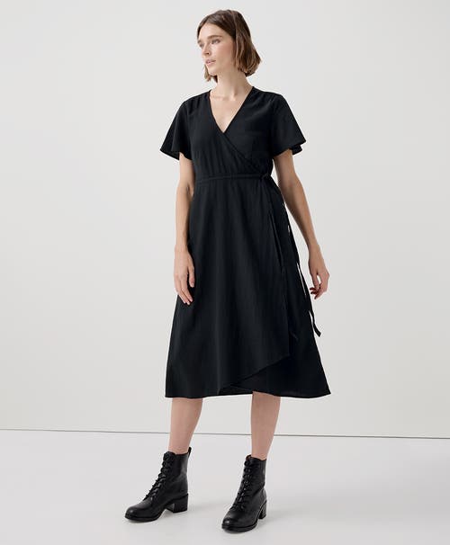 Shop Pact Organic Cafe Crepe Wrap Dress In Black