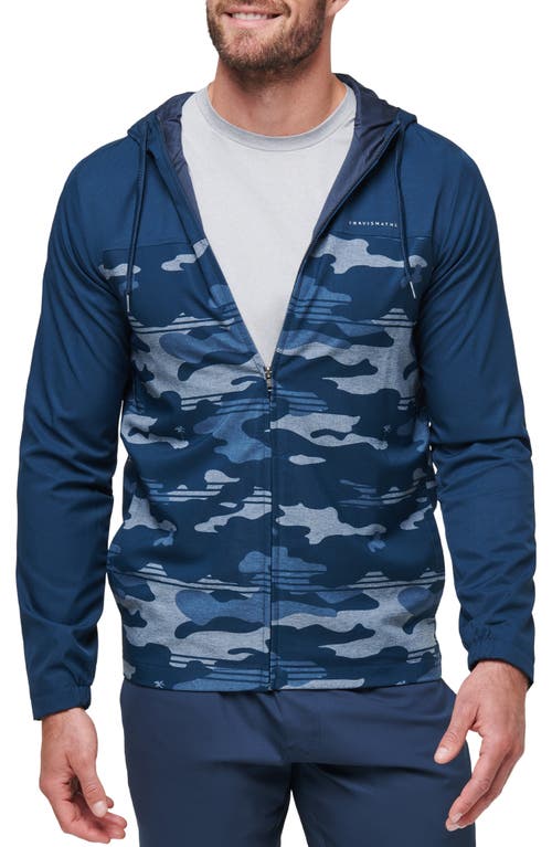 Shop Travismathew Camo Zip Hoodie In Blue Nights