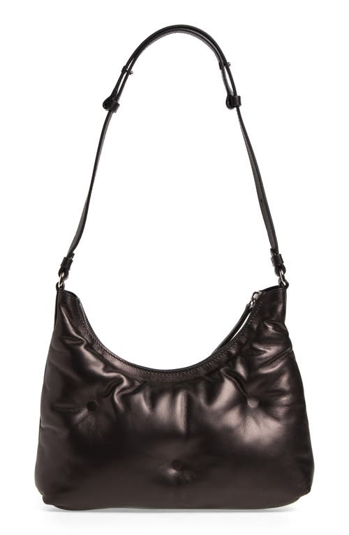 Maison Margiela Black Nappa Leather Small Glam Slam Hobo Shoulder Bag In Black
