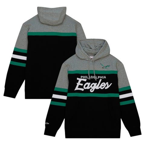 Men's New Era Kelly Green/Black Philadelphia Eagles Big & Tall Throwback  Colorblock Fleece Raglan Pullover Hoodie