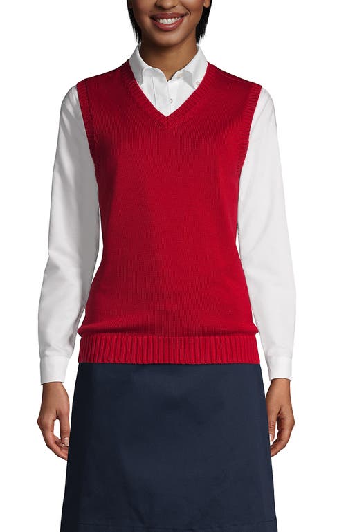 Lands' End School Uniform Cotton Modal Sweater Vest In Red
