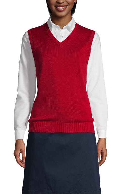 Shop Lands' End School Uniform  Cotton Modal Sweater Vest In Red