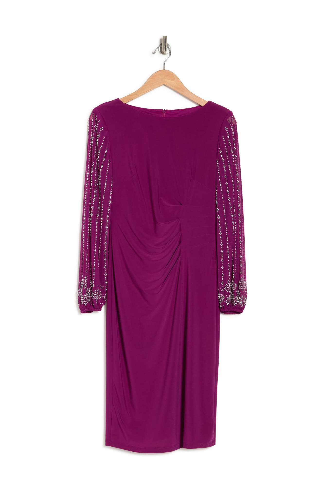 Marina Beaded Long Sleeve Sheath Dress 