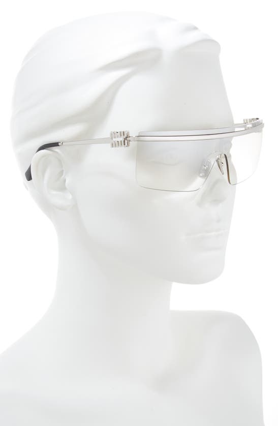 Shop Miu Miu 50mm Shield Sunglasses In Silver