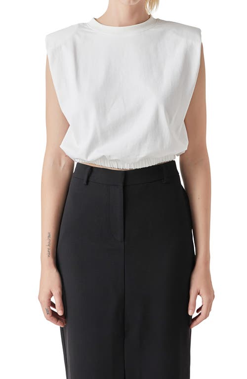 Grey Lab Open Back Crop T-shirt In White