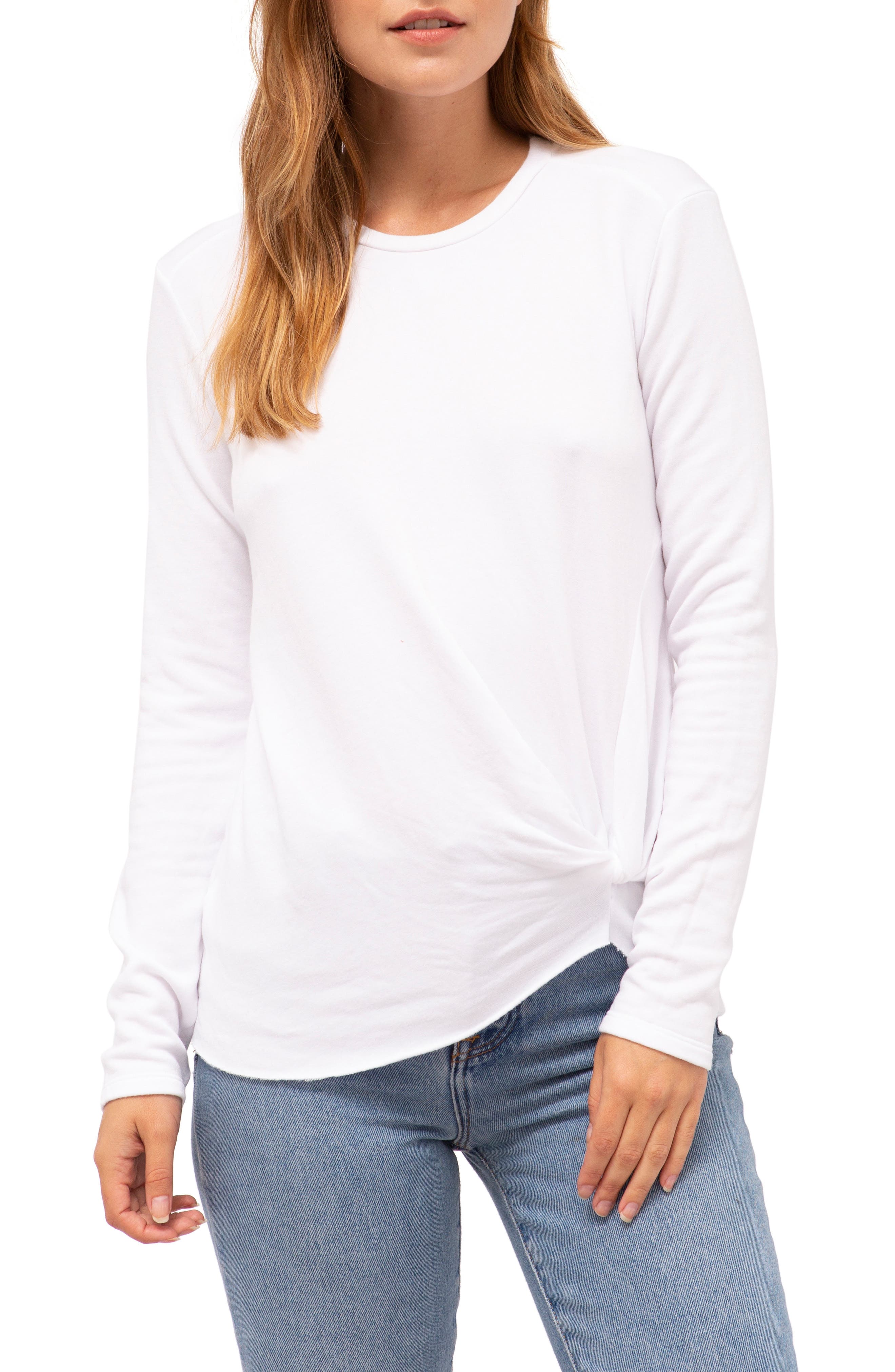 Stateside Twist Front Fleece Sweatshirt, White