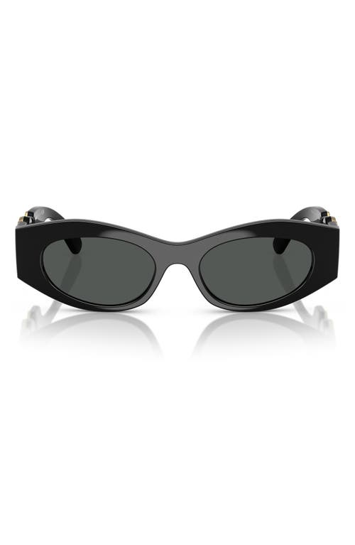 Shop Versace 51mm Oval Sunglasses In Dark Grey