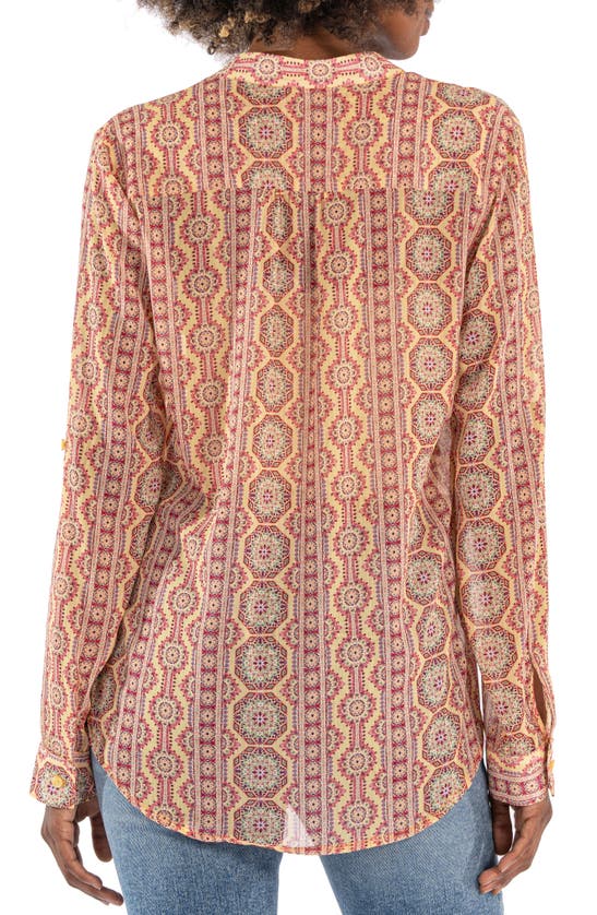 Shop Kut From The Kloth Jasmine Chiffon Button-up Shirt In Albi Stripe-yellow