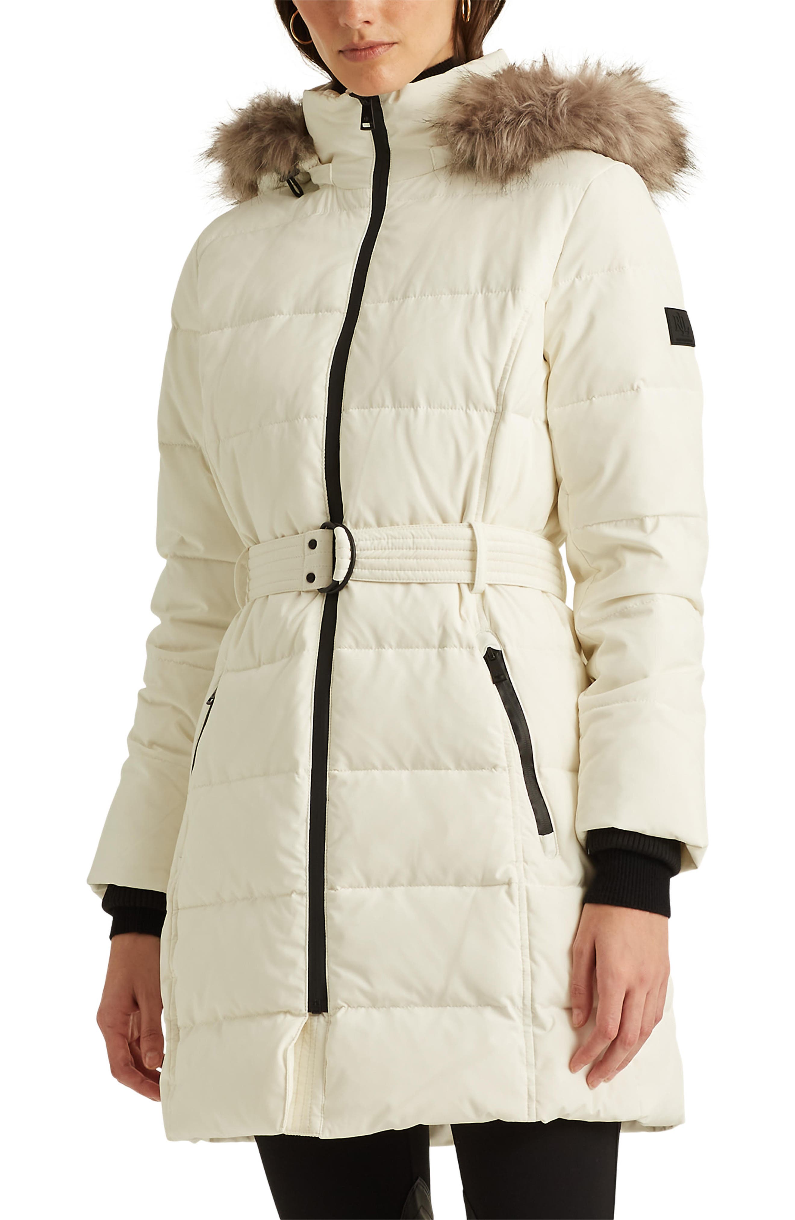 Winter Reversible Down Fur Puffer Hooded Coat Padded Womens Jacket long Parka