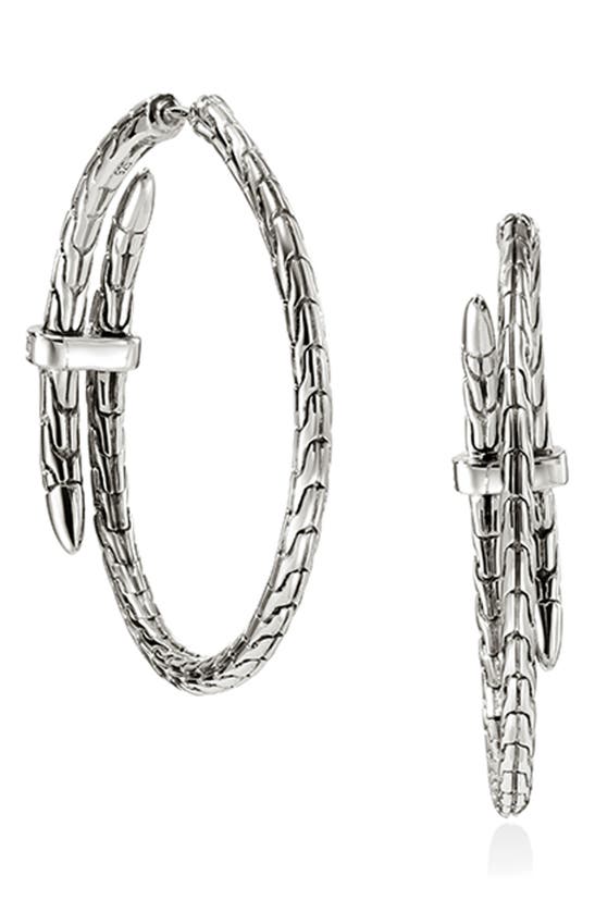 Shop John Hardy Spear Diamond Bypass Hoop Earrings In Silver