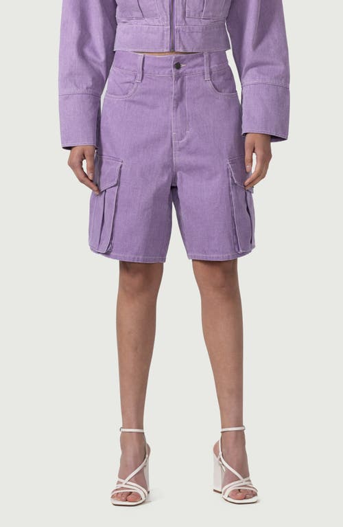 Cotton Twill Cargo Shorts in Purple