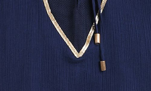 La Blanca Fields Long Sleeve Cover-up Tunic In Indigo