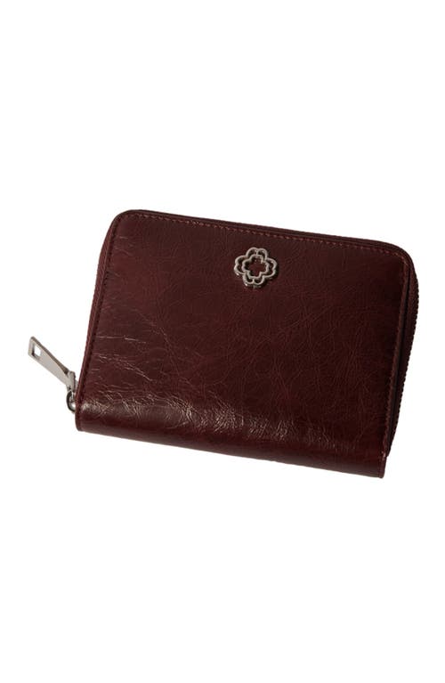 Shop Maje Crackled Leather Wallet In Burgundy