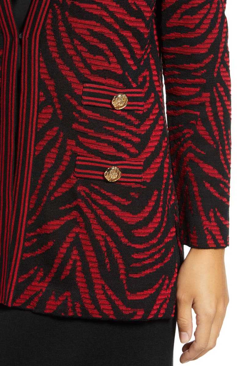 Ming Wang Tiger Swirl Jacquard Knit Jacket, Alternate, color, 