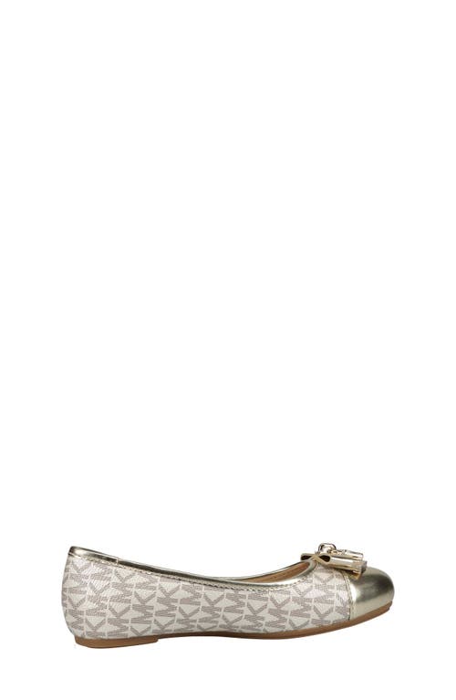Michael Michael Kors Kids' Kenya Lock Metallic Ballet Flat In Pale Gold