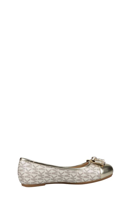 Shop Michael Michael Kors Kids' Kenya Lock Metallic Ballet Flat In Pale Gold