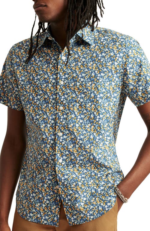 Riviera Floral Short Sleeve Stretch Cotton Button-Up Shirt in Vell Floral C41