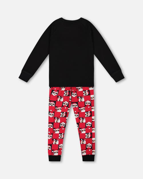 Shop Deux Par Deux Boy's Organic Cotton Two Piece Pajama Set Red Printed Santa In Printed Santa Claus