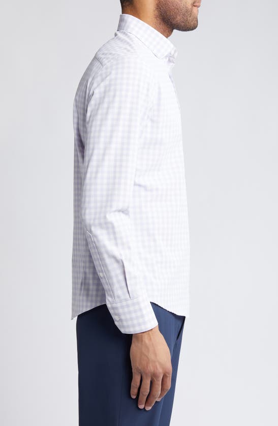 Shop Mizzen + Main Leeward No-tuck Check Knit Button-up Shirt In Light Pastel Purple