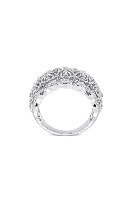 Delmar Sterling Silver Diamond Lace Band Ring In White