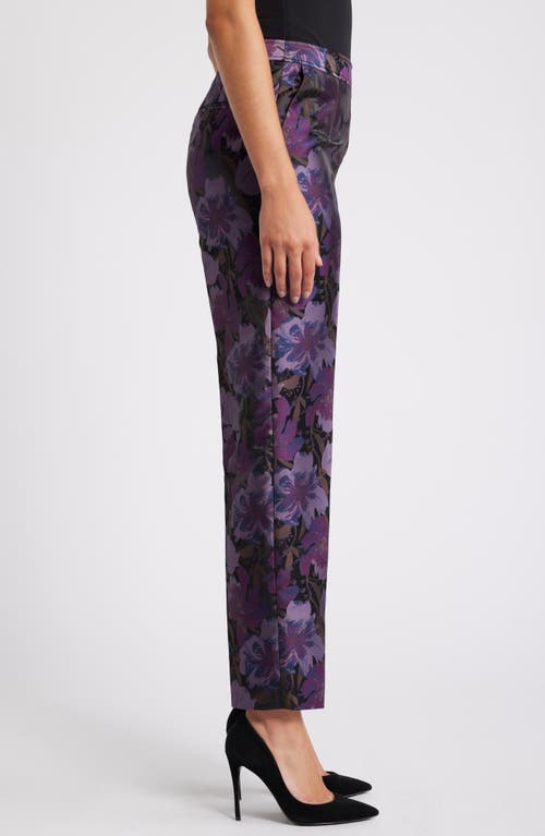 Shop Anne Klein Side Zip Straight Leg Ankle Pants In Royal Purple Multi