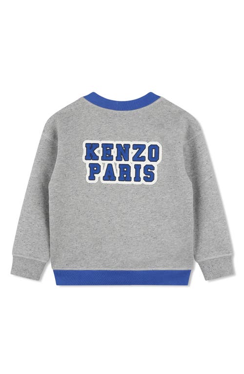 Shop Kenzo Kids' Logo Patch Fleece Varsity Cardigan In Grey Marl