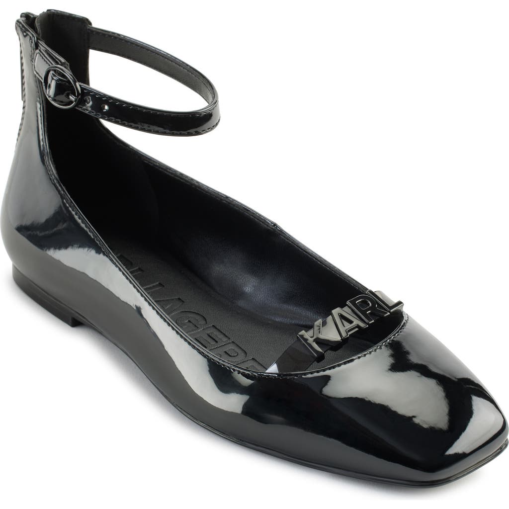 Karl Lagerfeld Paris Zyvia Ankle Strap Flat In Black/smoke
