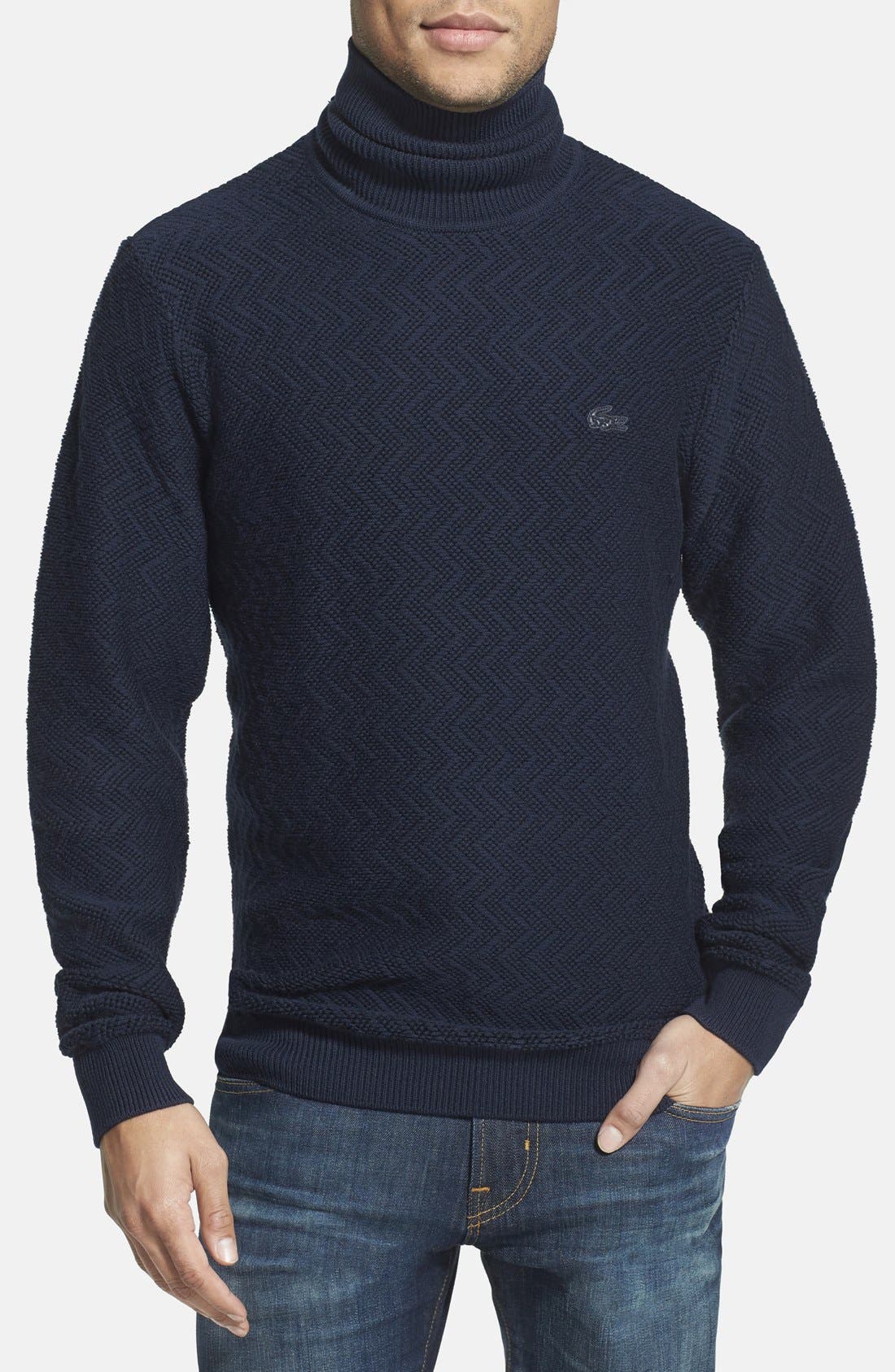 Lacoste Texture Knit Turtleneck Sweater 