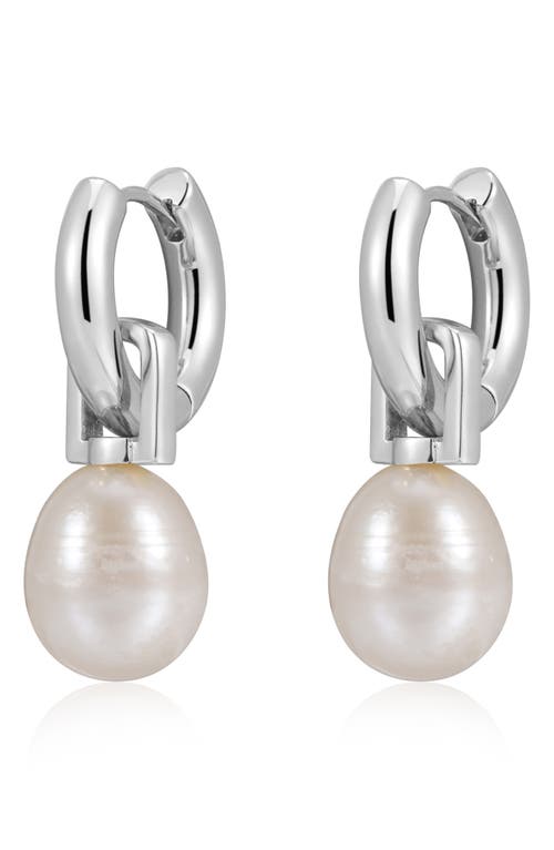 Shop Luv Aj Amalfi Freshwater Drop Huggie Earrings In Silver