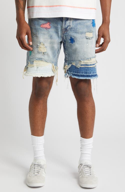 Billionaire Boys Club Horizon Distressed Denim Shorts In Blue Glow