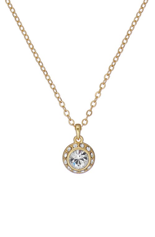 Soltell Solitaire Crystal Halo Pendant Necklace in Gold Tone Clear Crystal