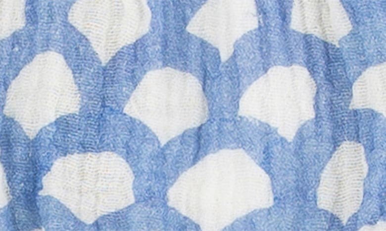 Shop Miki Miette Isla Scallop Print Ruffle Sleeve Cotton Bubble Romper In Washi