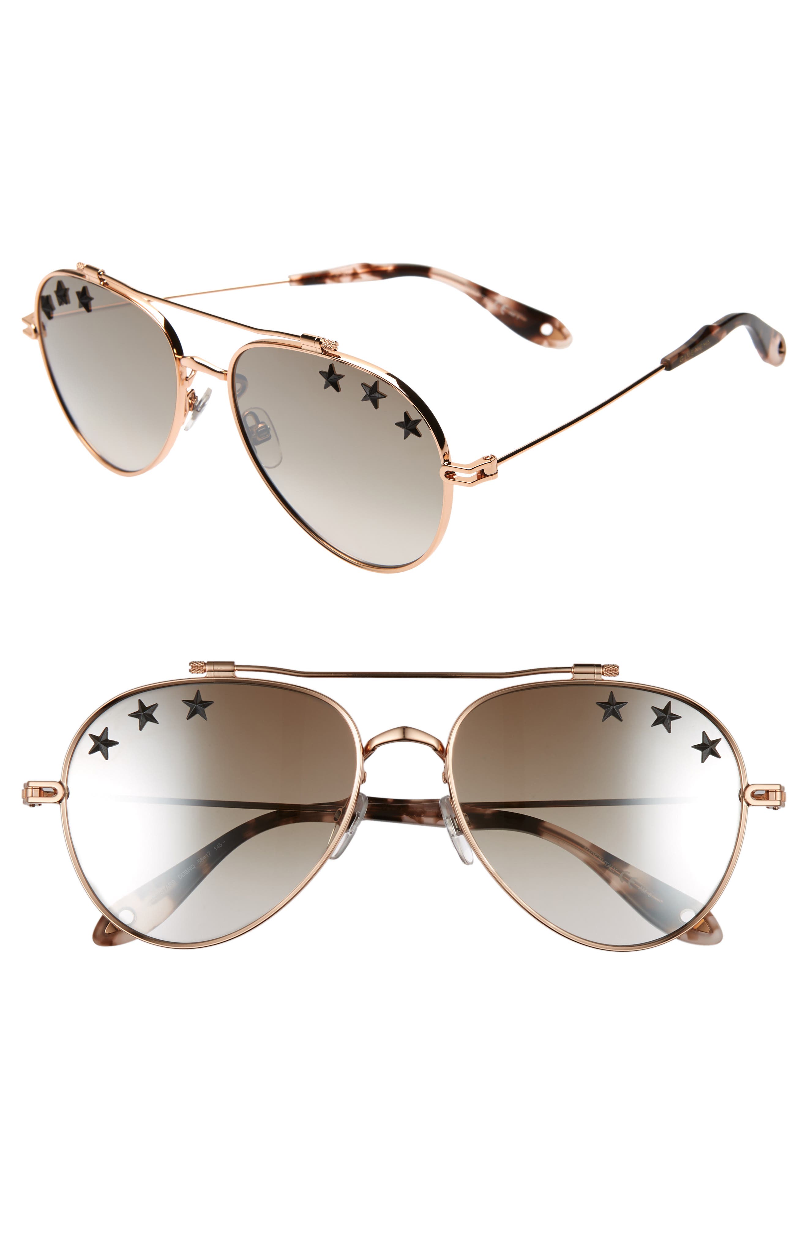 Givenchy Star Detail 58mm Mirrored Aviator Sunglasses In 0ddb-nq