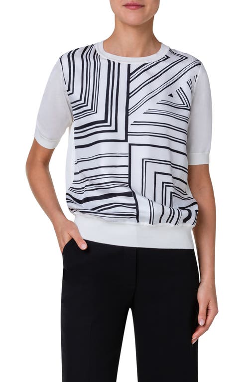 Akris Lizzie's Lines Silk Sweater Ecru-Black at Nordstrom,