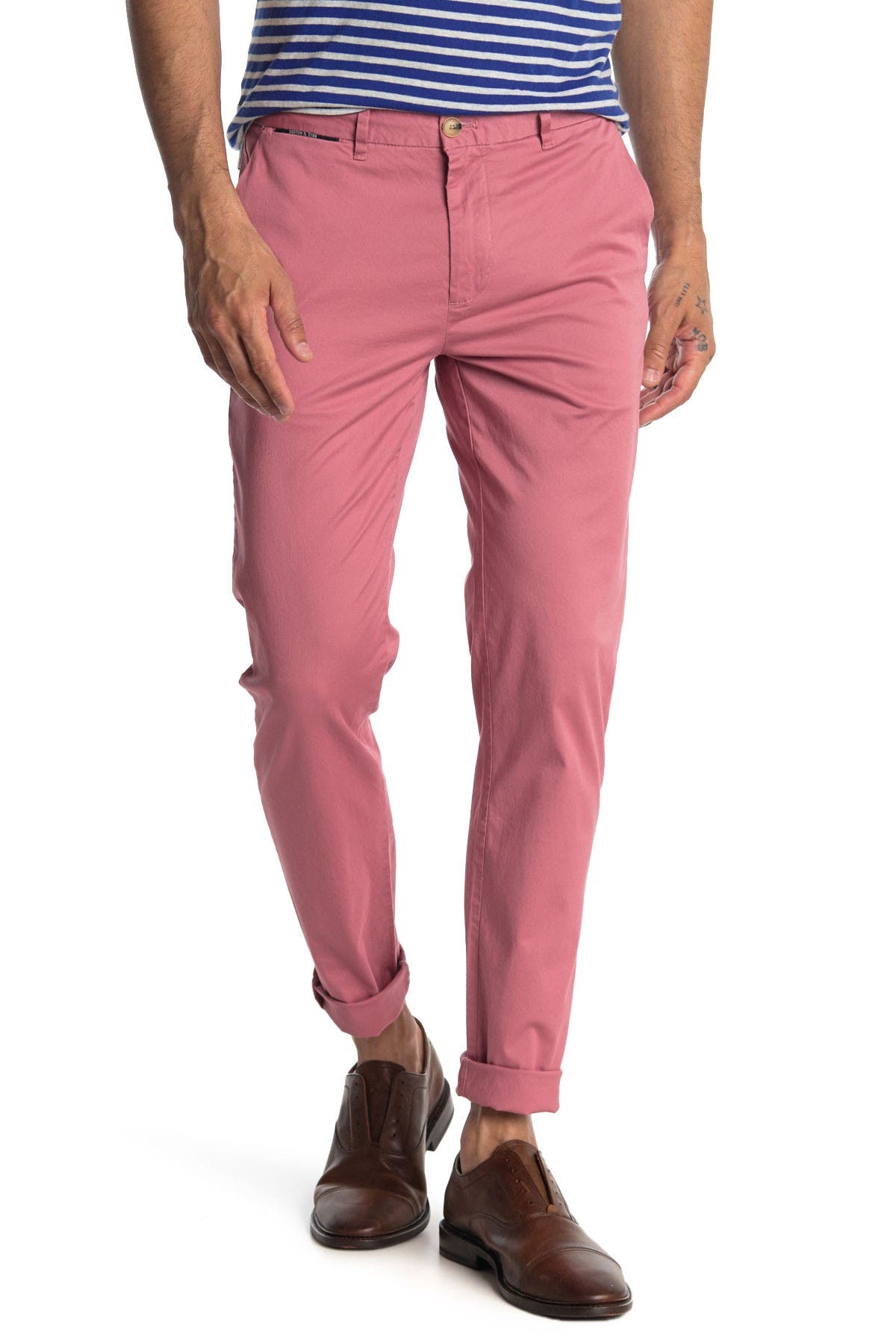 Scotch & Soda Mott Classic Chino Pants In Dark Pink