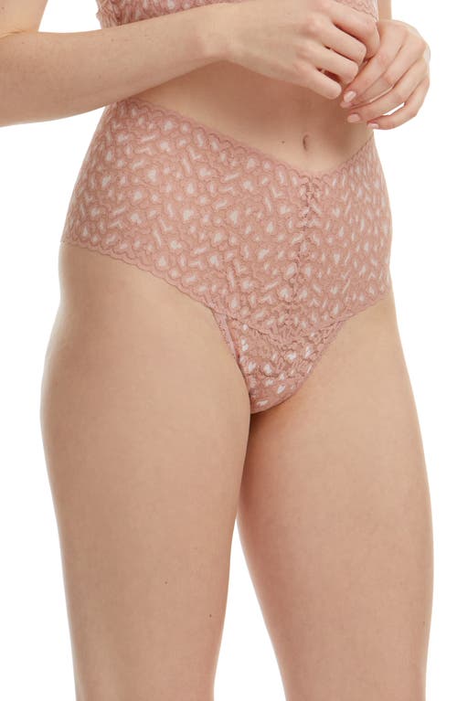 Shop Hanky Panky 3-pack X-dye Animal Print Retro Thongs In Beige/pink/turquoise