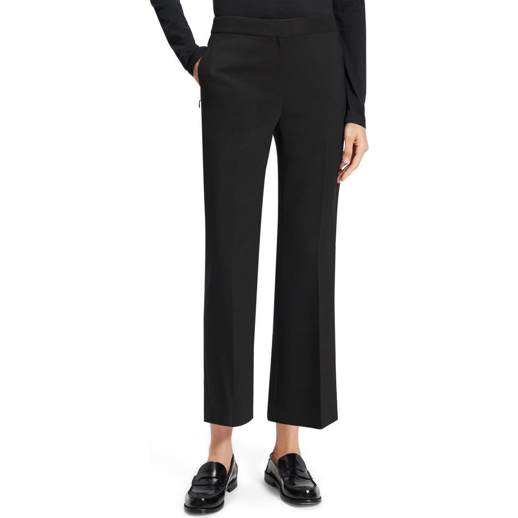 Theory Womens Solid Polyester Straight Leg Pants In Black