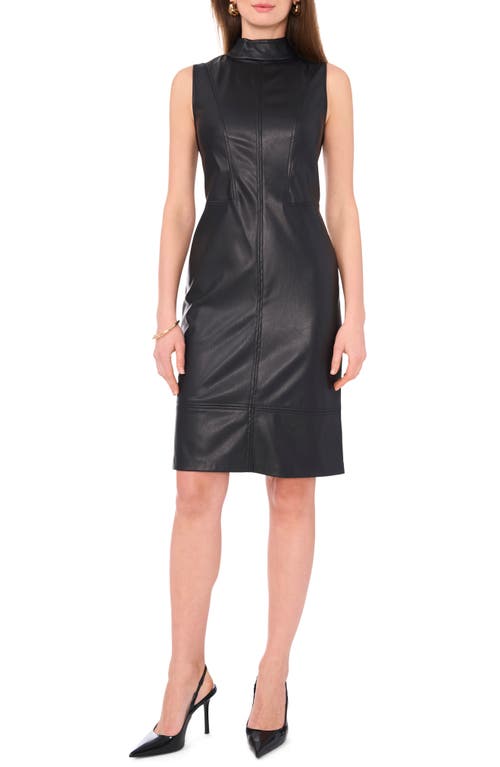 Vince Camuto High-neck Princess Seam Midi Dress In Rich Black