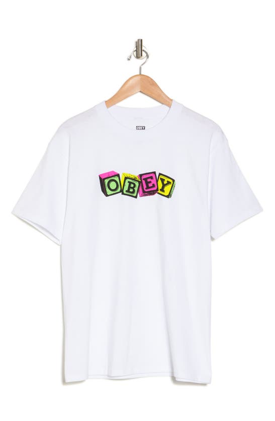 Shop Obey Toy Block Cotton Graphic T-shirt In White