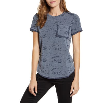 Vince Camuto Distressed Melange Jersey Tee, Blue