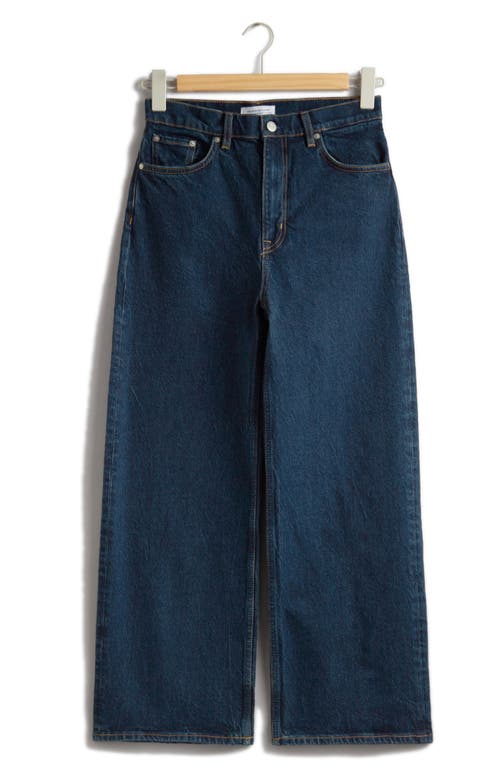 Shop & Other Stories High Waist Wide Leg Crop Jeans In Blue Medium Dusty